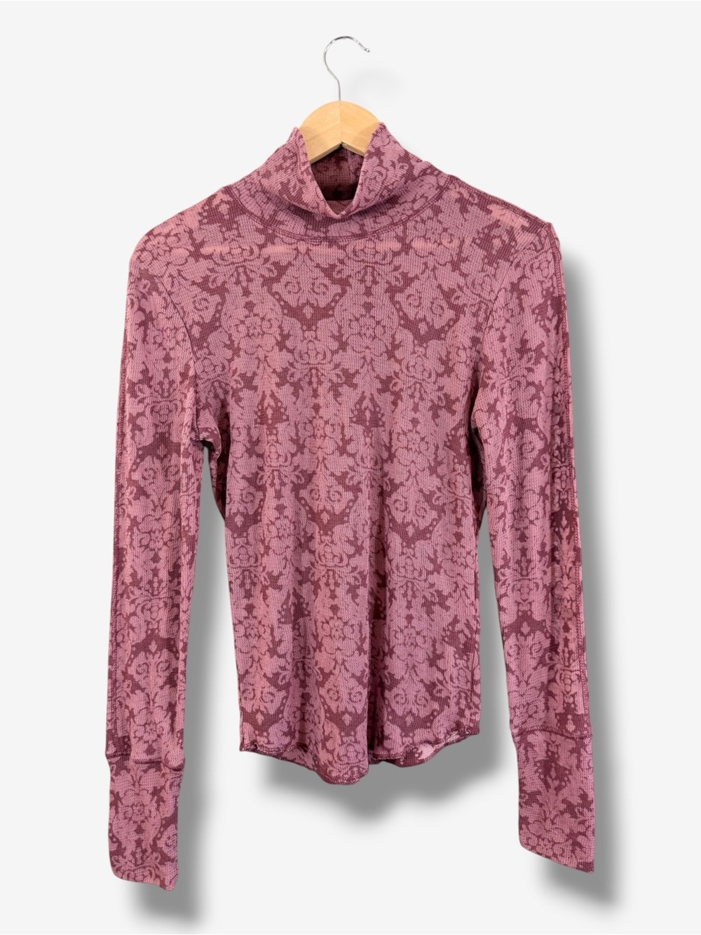 Free People Long Sleeve Turtleneck Size M Pink Purple Acai T-Shirt Casual Boho